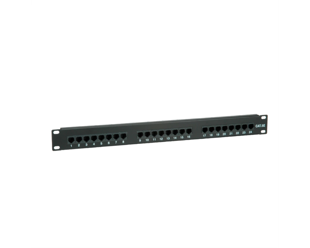 VALUE Cat.5e (Class D) 19-Zoll-Patchpanel, 24P, ungeschirmt, schwarz