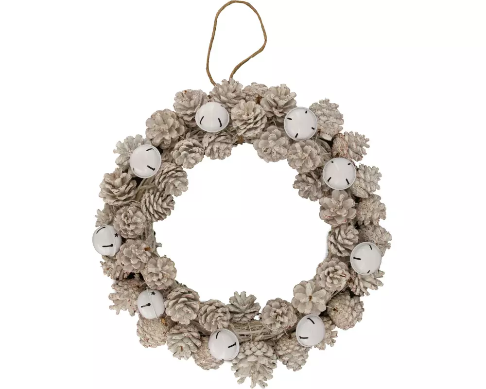 CHALET Aufhänger Tannenzapfenkranz 38 cm, Weiss