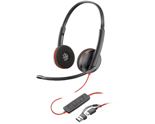 HP Poly Blackwire 3210 Mono-USB-C-Headset (schwarz) +USB-C/A-Adapter (Packungseinheit)