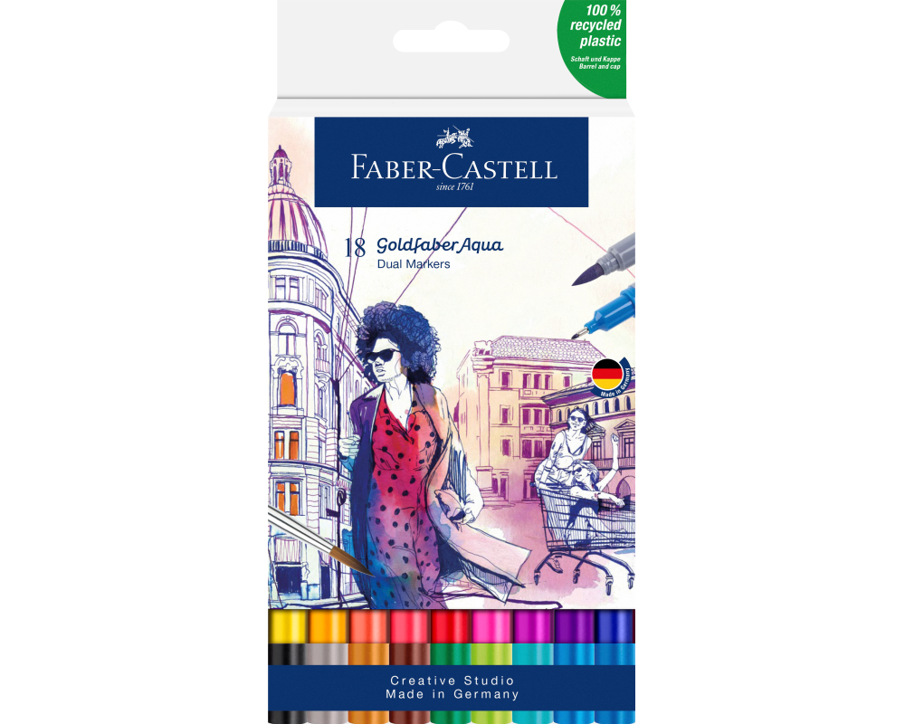 FABER-CASTELL Goldfaber Dual Marker 164618 18 couleurs, Etui