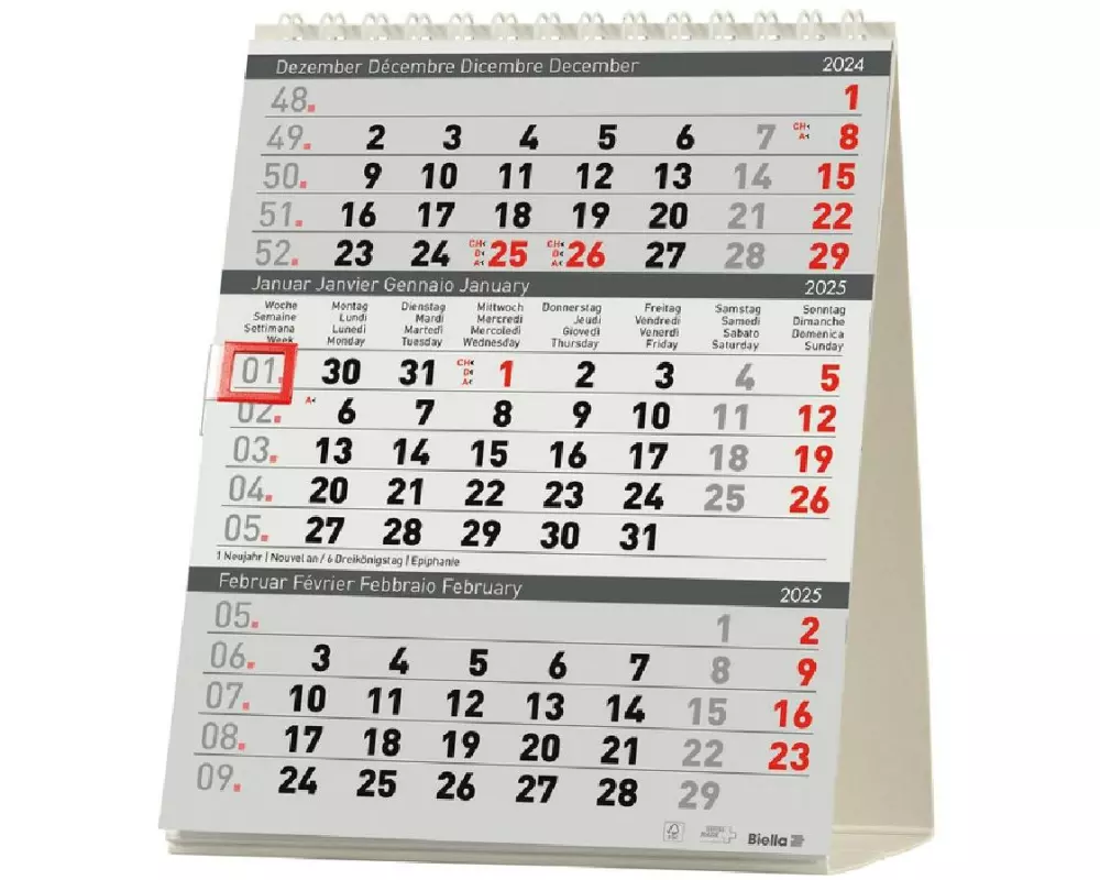 Biella Pultkalender Desktop Delta 2025
