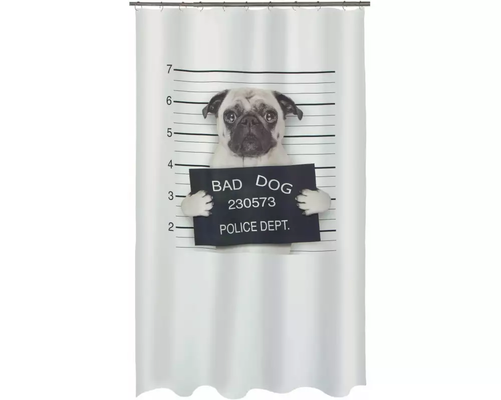spirella Duschvorhang Bad Dog 180 x 200 cm Grau; Weiss