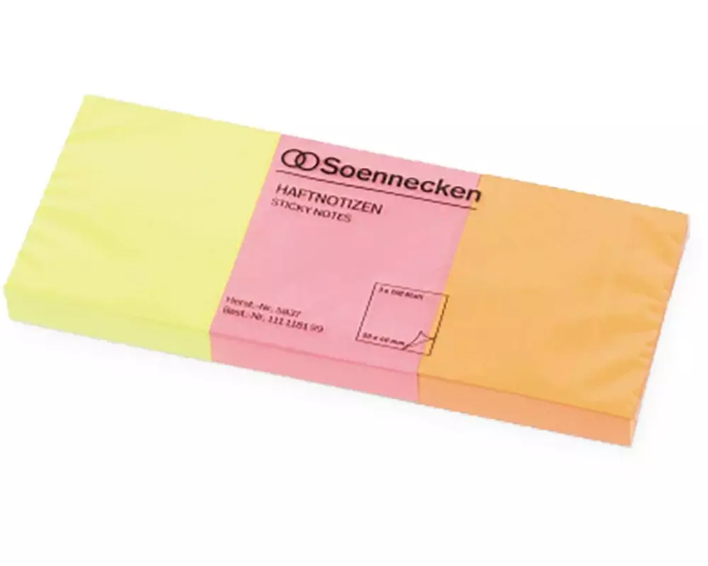 Soennecken Notizzettel 5 x 4 cm, 3 x 100 Blätter, Mehrfarbig