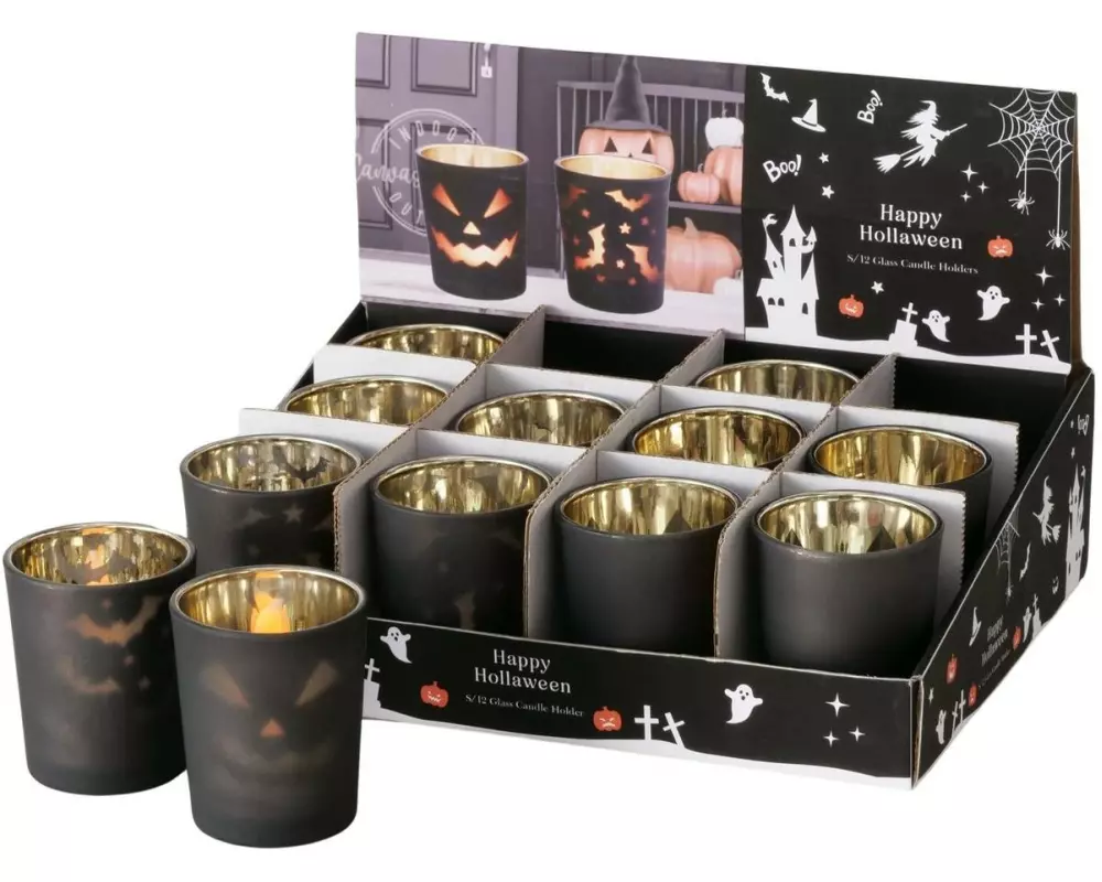 Boltze Teelichthalter Halloweeny 6.7 x 5.5 cm, Glas