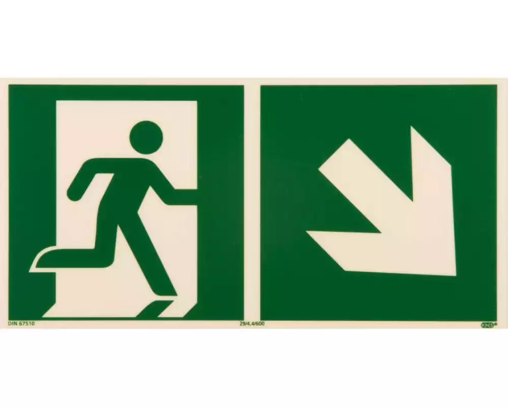 P.R.O. Rettungsweg rechts abwärts – Piktogramm 150 x 300 mm