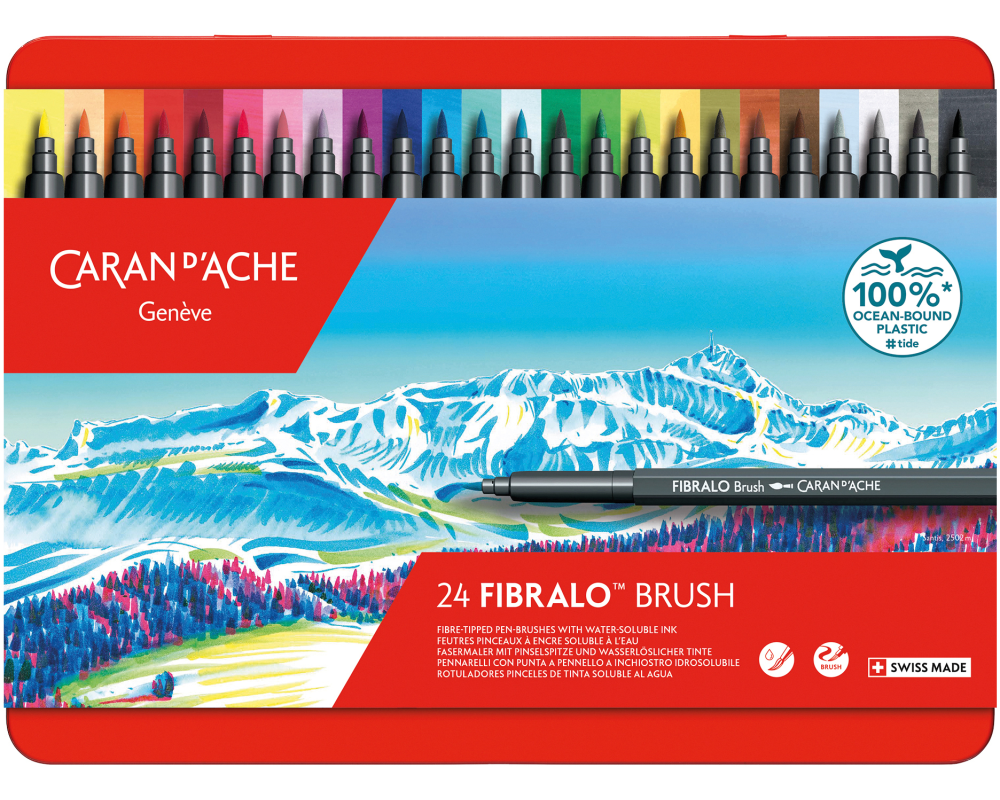 Caran d'Ache Filzstift Fibralo Brush mit 24 Farben