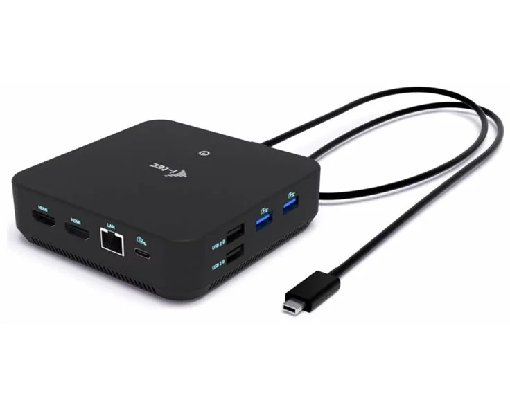 i-tec USB-C DS 2 x HDMI, 1x DP 1x GLAN, 1x USB-C 3.2, 3x USB-A 3.2, 2x USB 2.0, 1x 3.5mm Audio/Mic, 1x 100W USB-C Power Delivery+Ch