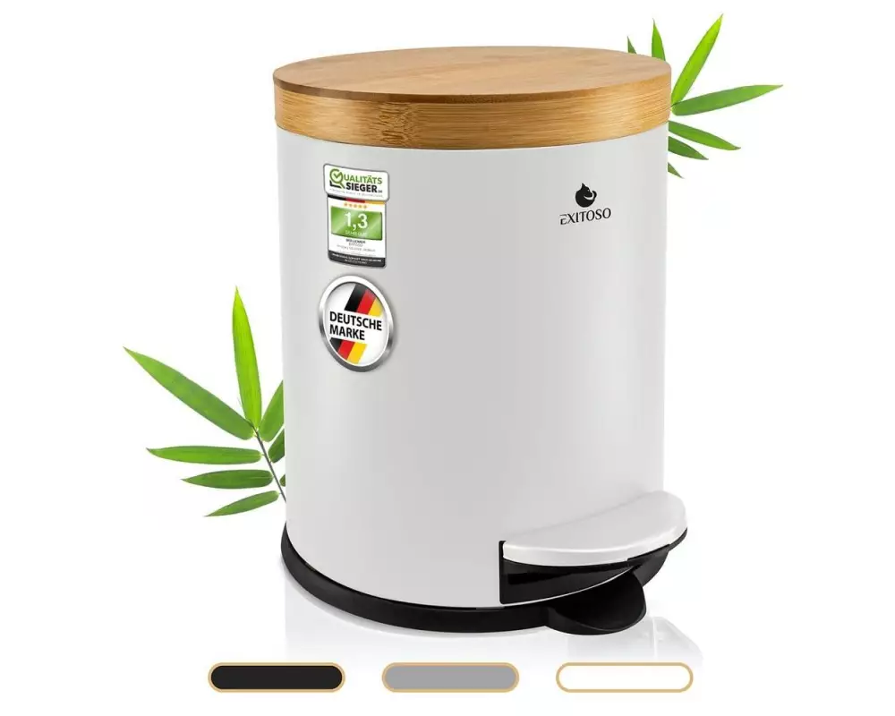 Exitoso Tretmülleimer mit Softclose-Deckel 5 l, Weiss