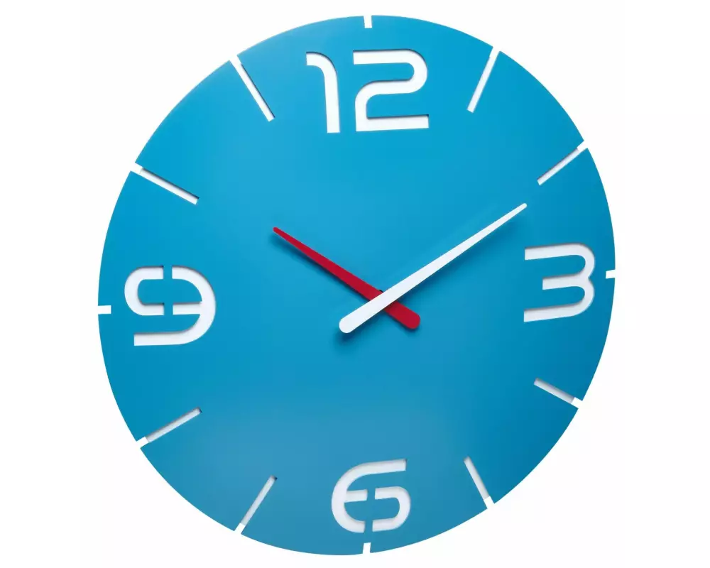 TFA Dostmann Funk-Wanduhr Contour Blau, Ø 35 cm