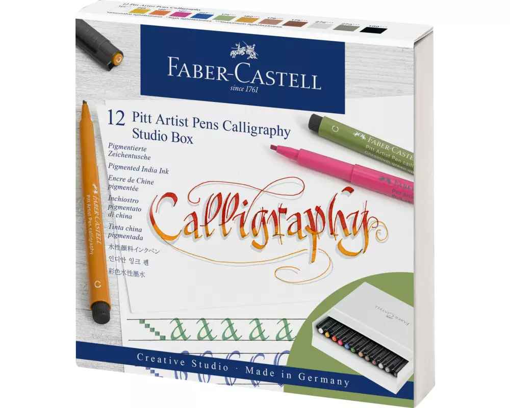 Faber-Castell Tuschestift Pitt Artist Pen Calligraphy Studio Box 12er Etui