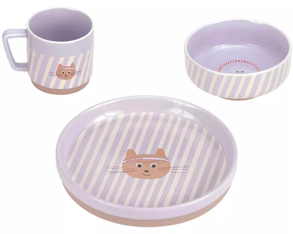 Lässig Kindergeschirrset Tiny Team Cat 3-teilig, Lila