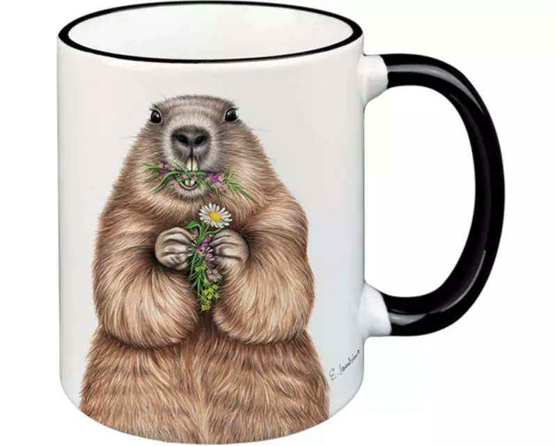 creanorm Tasse Murmelier 330 ml, 1 Stück, Schwarz/Weiss