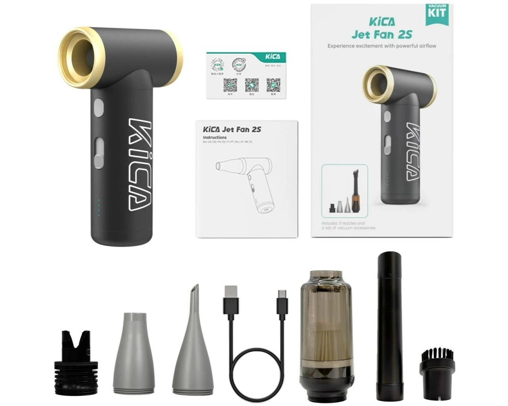KiCA Jet Fan 2S Vacuum Kit mit Staubsaugadapter Schwarz