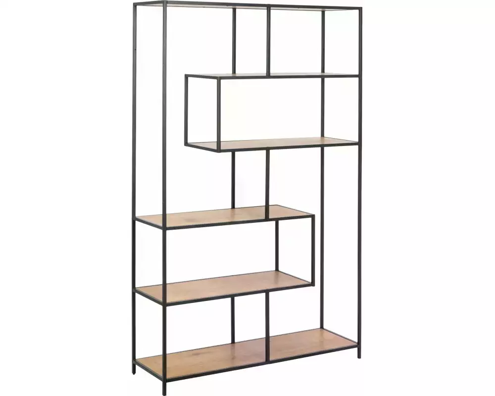 AC Design Regal Seaford 114 x 35 x 185 cm, Eiche/Schwarz