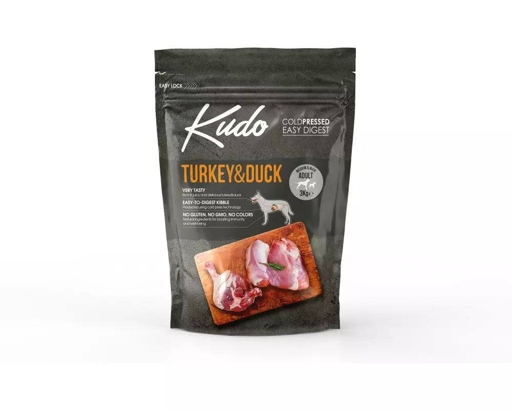 Kudo Trockenfutter Truthahn & Ente Medium & Maxi Adult, 3 kg