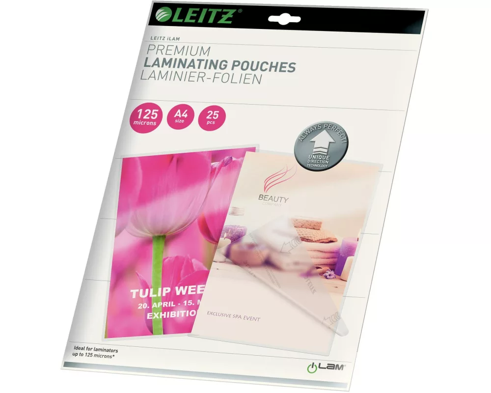 Leitz Laminierfolie Premium A4, 125 µm, 25 Stück, Glänzend