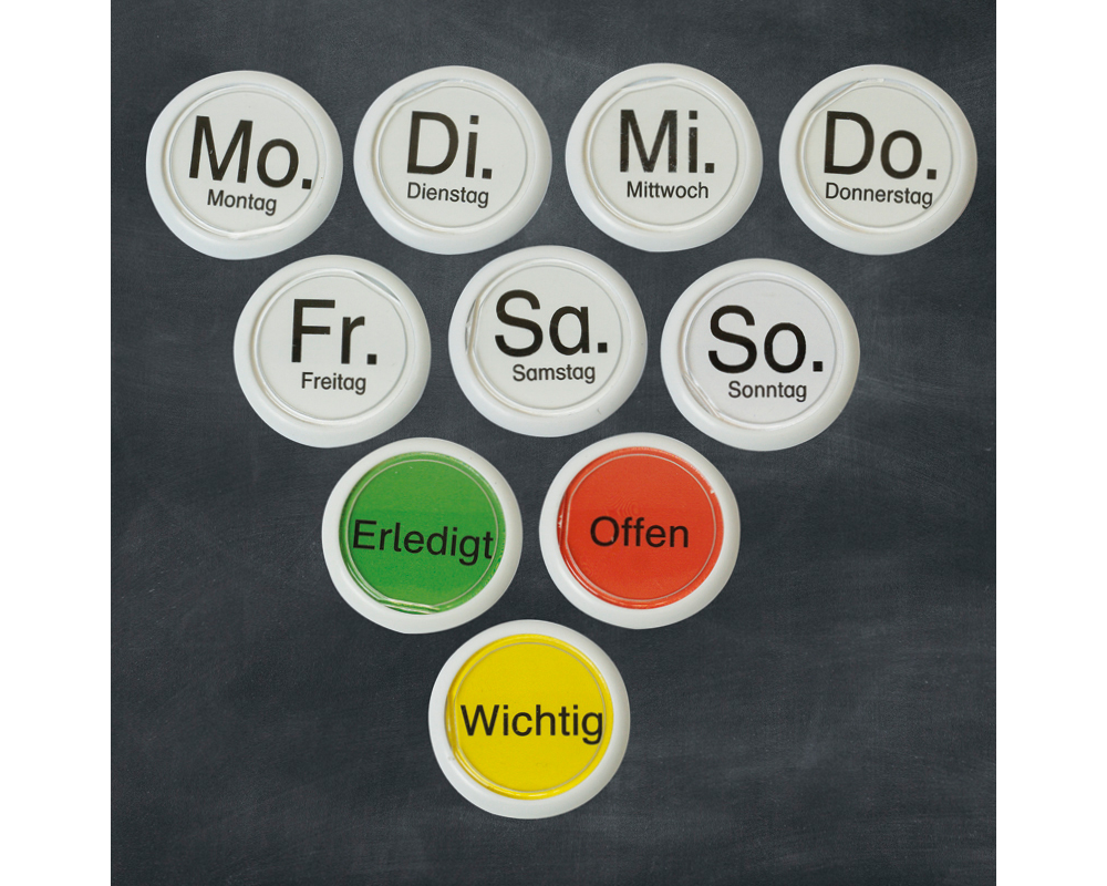 TIMETEX Wochentags-Magnete 10855 10-teilig in Box