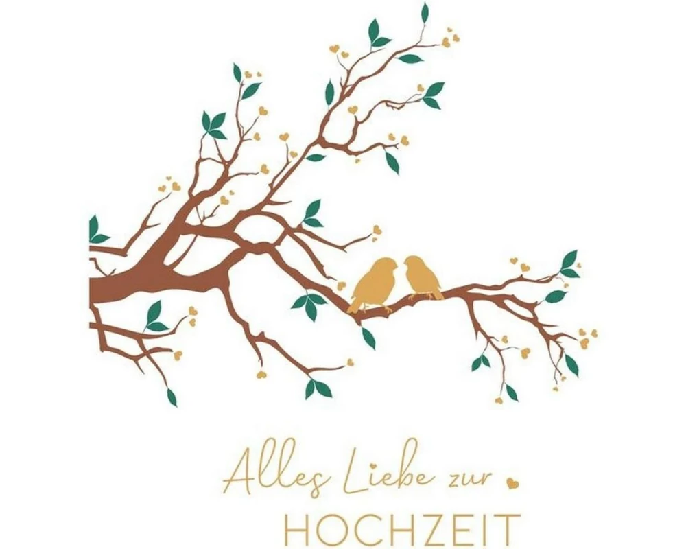 ABC Hochzeitskarte Vögelchen auf Ast B6