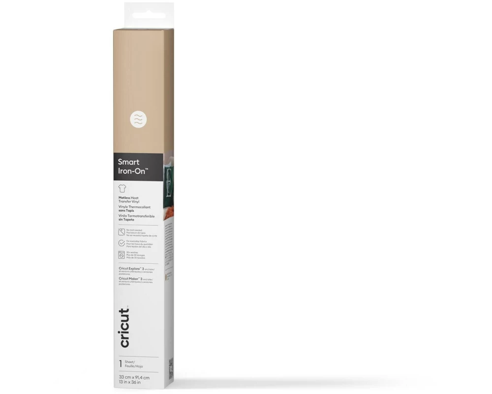 Cricut Aufbügelfolie Smart 33 x 91.4 cm, 1 Stück, Gold
