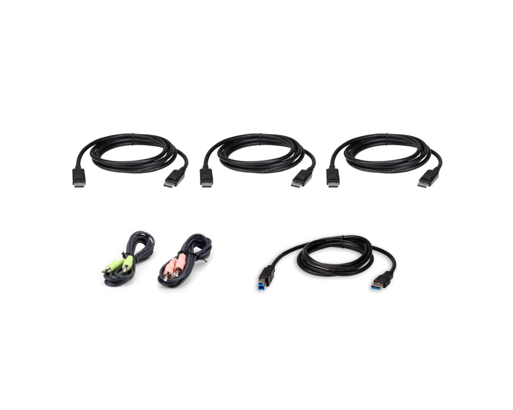 ATEN 2L-7D02UDPX6 1,8 M USB DisplayPort Triple Display KVM Kabel-Set, schwarz, 1,8 m
