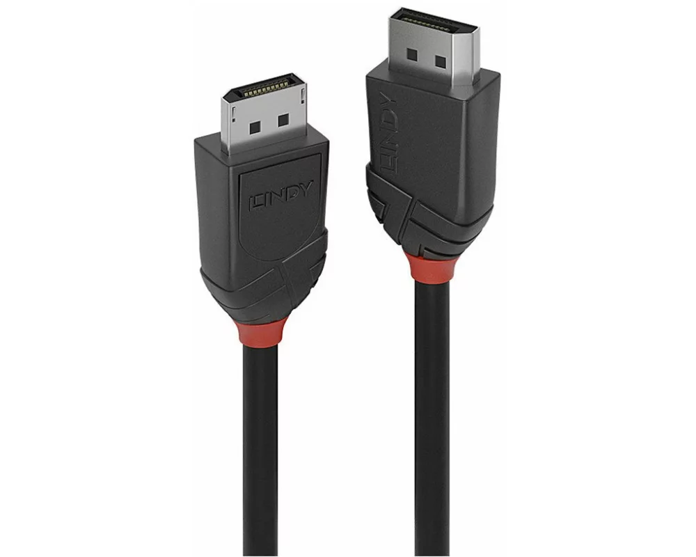 LINDY Black Line Video Cable, DP 1.2, DP-DP M-M, 2m, black