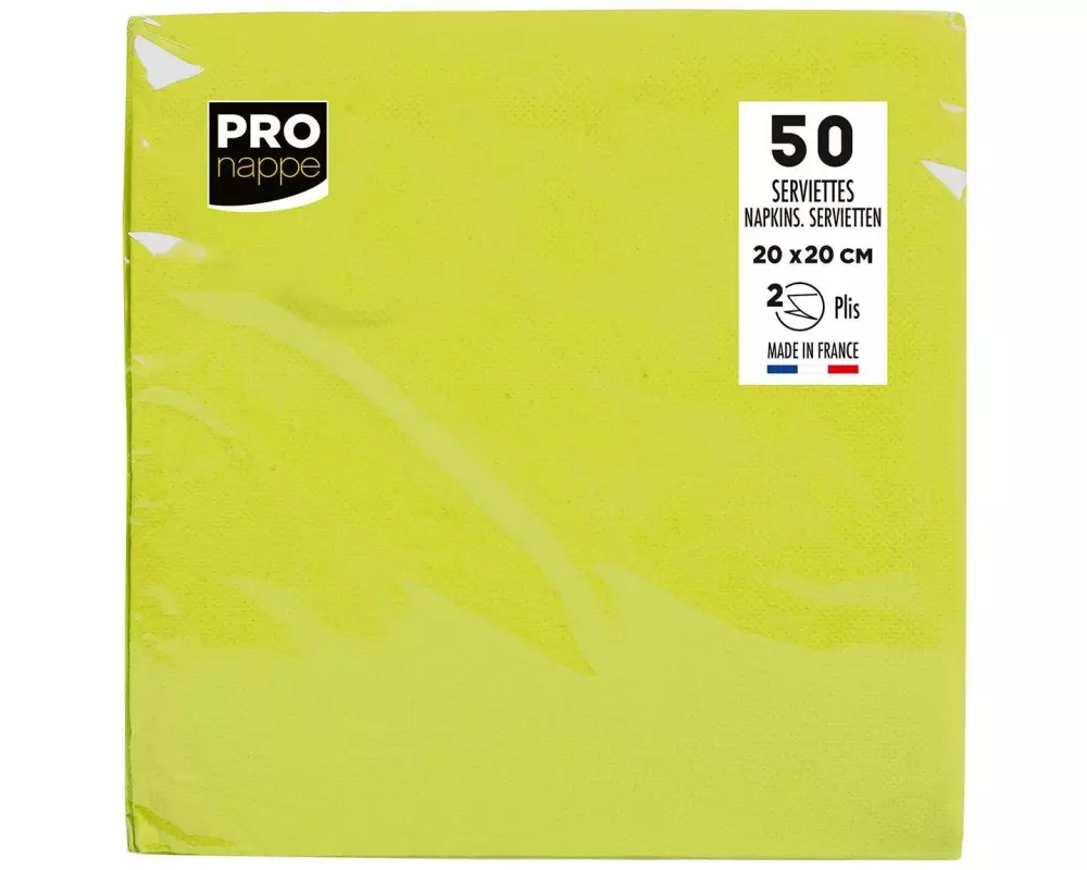 PRO nappe Papierservietten 20 cm x 20 cm, 50 Stück, Grün