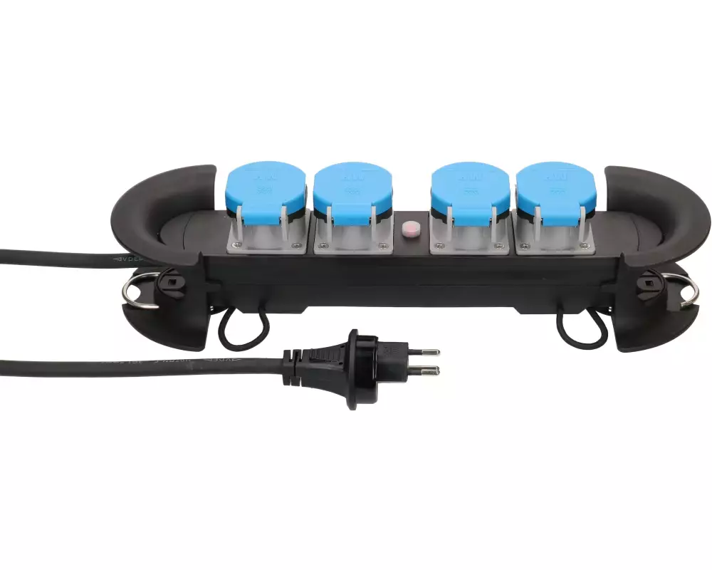 Max Hauri Steckdosenleiste Construct Line 4x Typ 13 schwarz/blau 10m