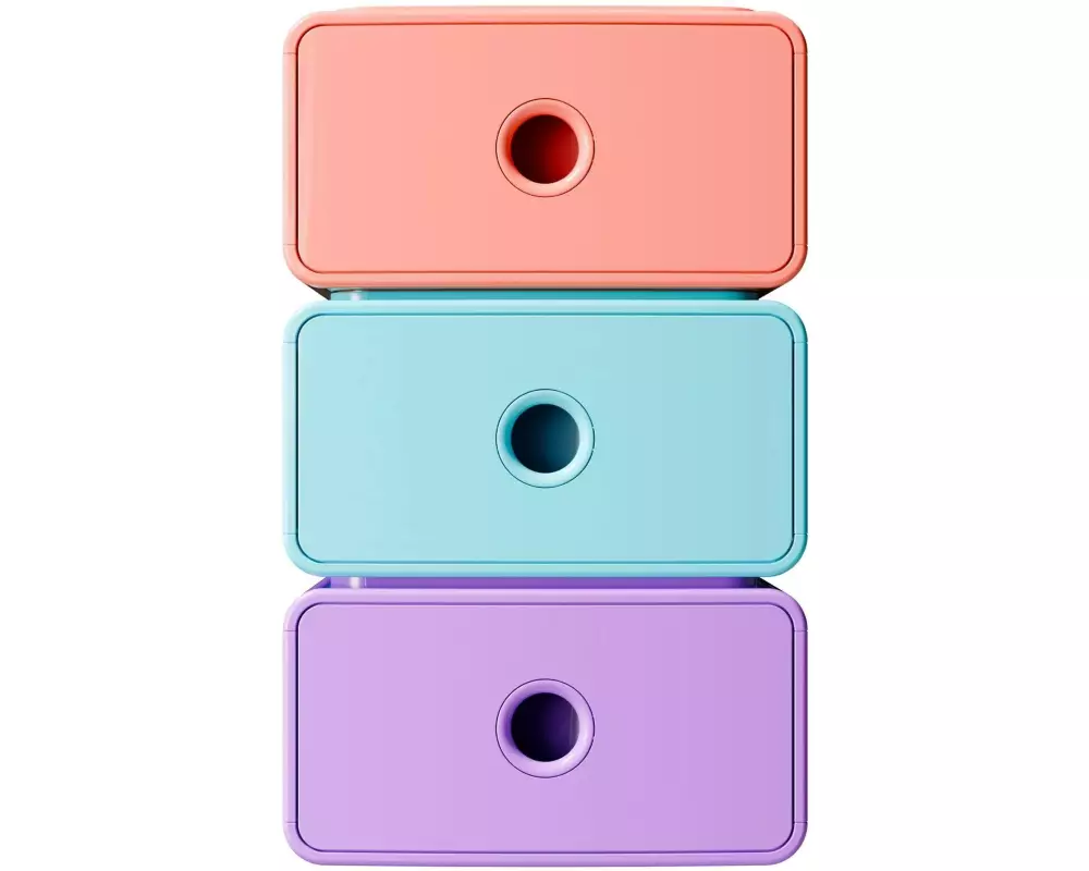 Exacompta Tiny Box Candy Tidy, 3-er Set A5+, stapelbar