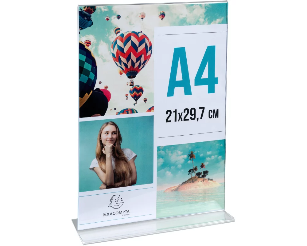 EXACOMPTA Tischaufsteller A4 84158D transparent, T-Form hoch