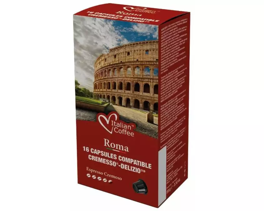 Italian Coffee Kaffeekapseln Delizio Romano Cremesso 16 Stück