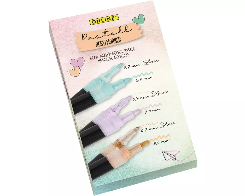 Online Fineliner Lettering 5er Set, Pastell