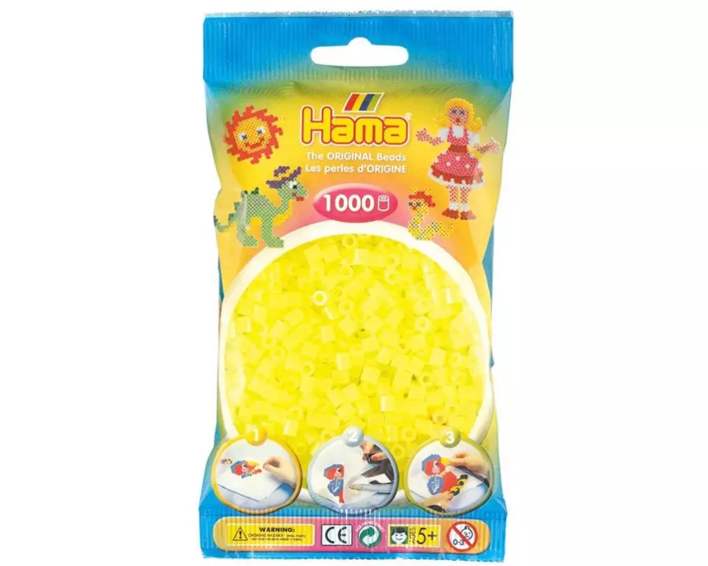 Hama Bügelperlen Midi Neongelb, 1000 Stück