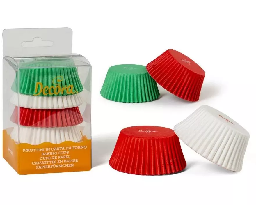 Decora Muffin Backform 75 Stück, Rot, Weiss und Grün