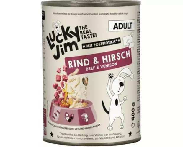 Lucky Jim Nassfutter Adult Rindund Hirsch 400g