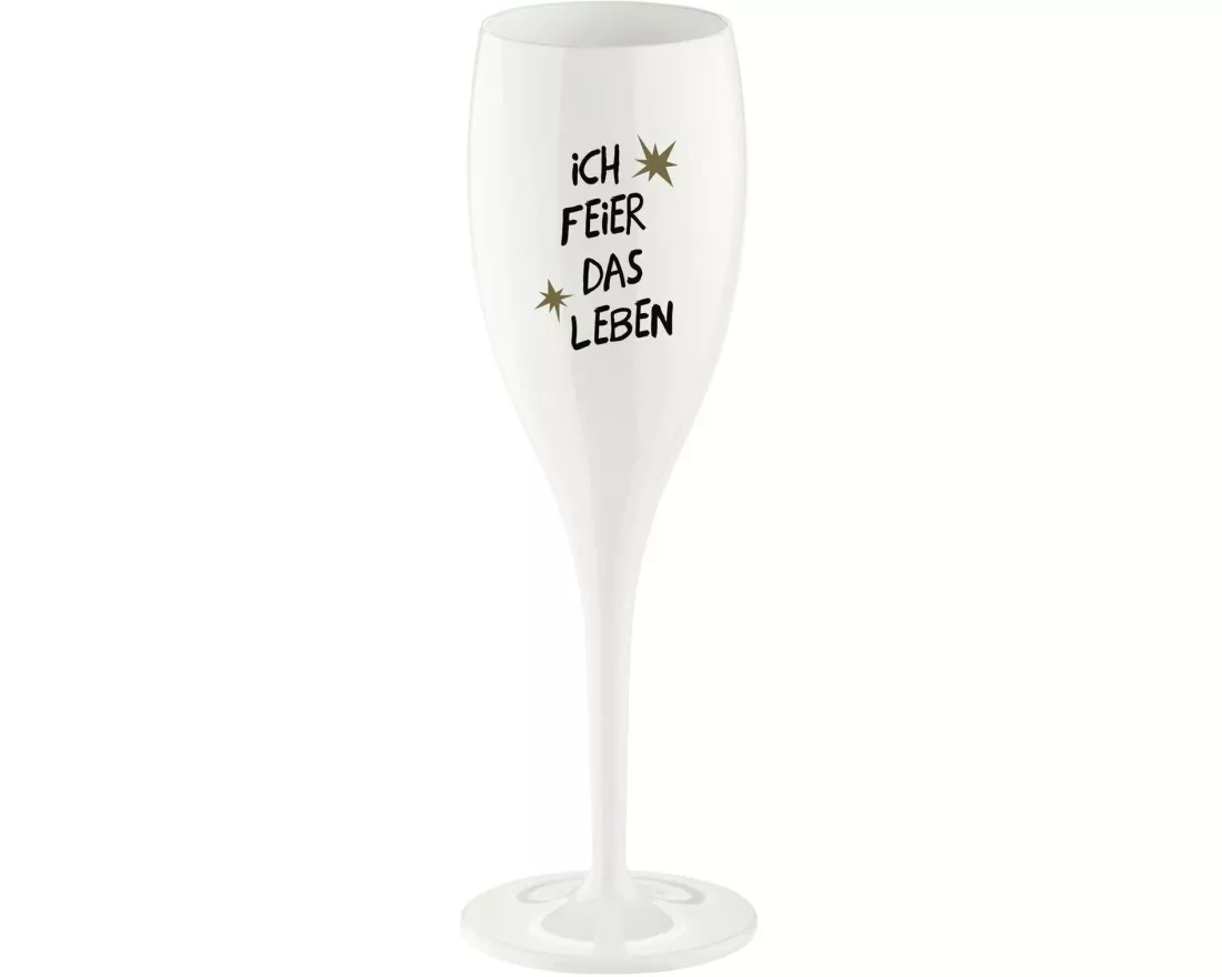 Koziol Sektglas Ich feiere das Leben 100 ml, 1 Stück, Weiss