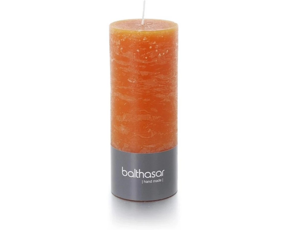 balthasar Zylinderkerze raureiff 14 cm x 6 cm, Orange, 1 Stück