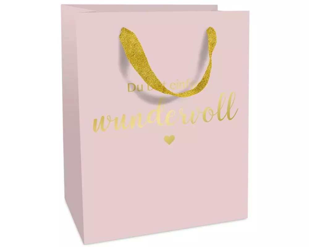 Braun + Company Geschenktasche Du bist wundervoll 12 x 15 x 6 cm, Rosa