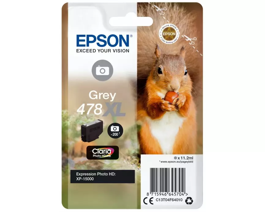 EPSON Singlepack Grey 478XL Squirrel Clara Photo HD Ink