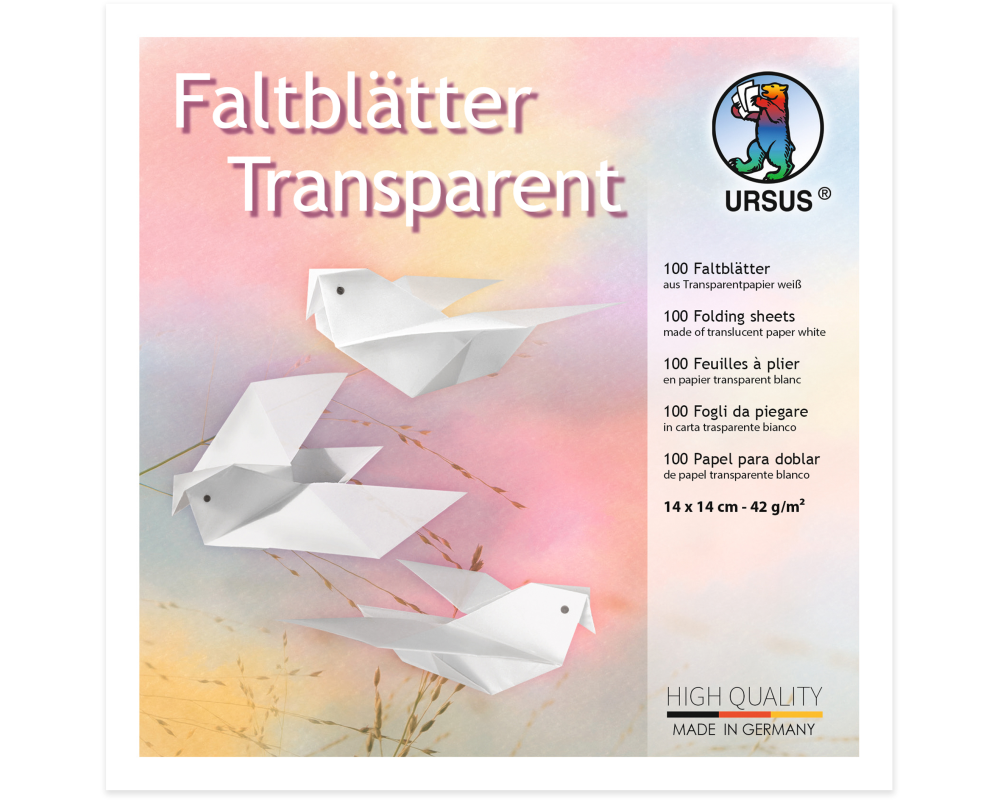 URSUS Faltblätter Origami 14x14cm 2536100 weiss 100 Blatt