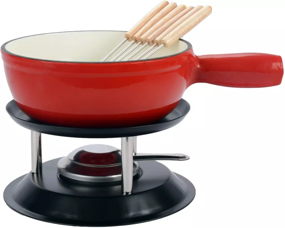 OHMEX Fondue-Set OHM-FND-2215 8 Teile, Rot/Schwarz
