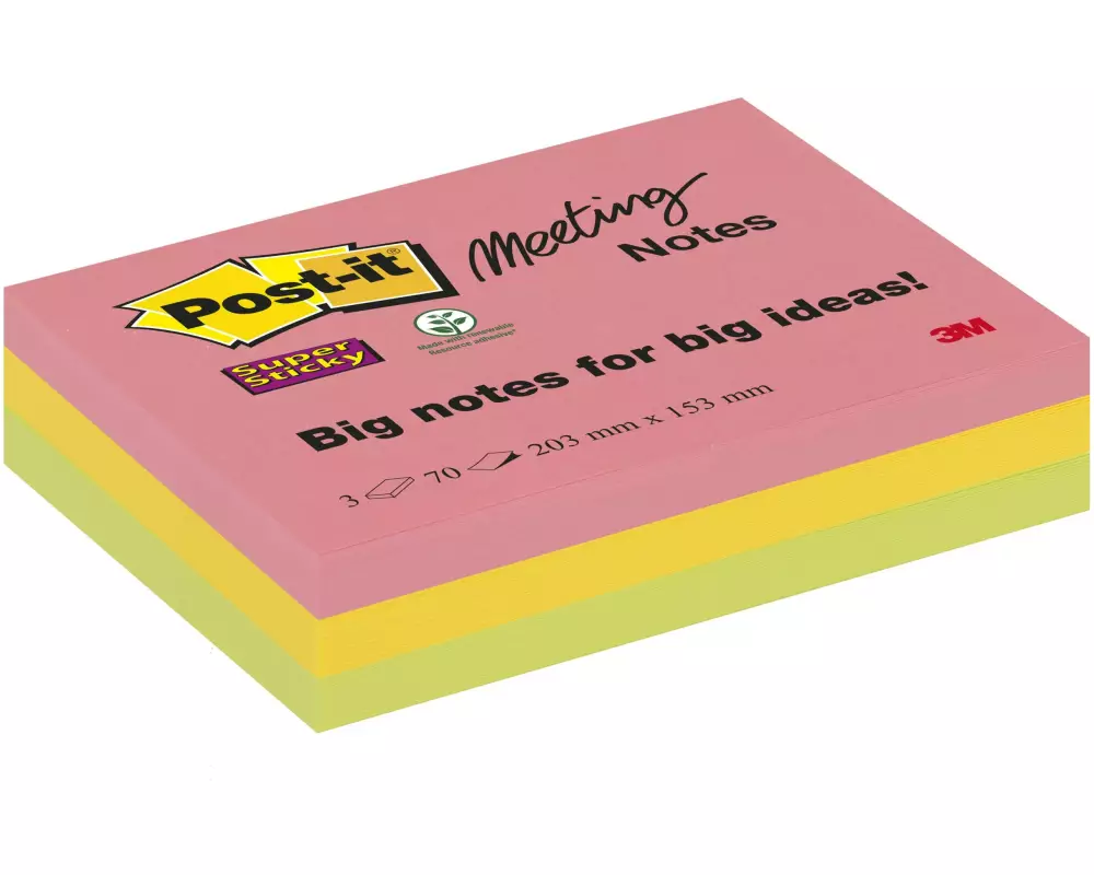 Post-it Notizzettel Post-it Super Sticky 20.3 cm x 15.3 cm, 3 Blöcke