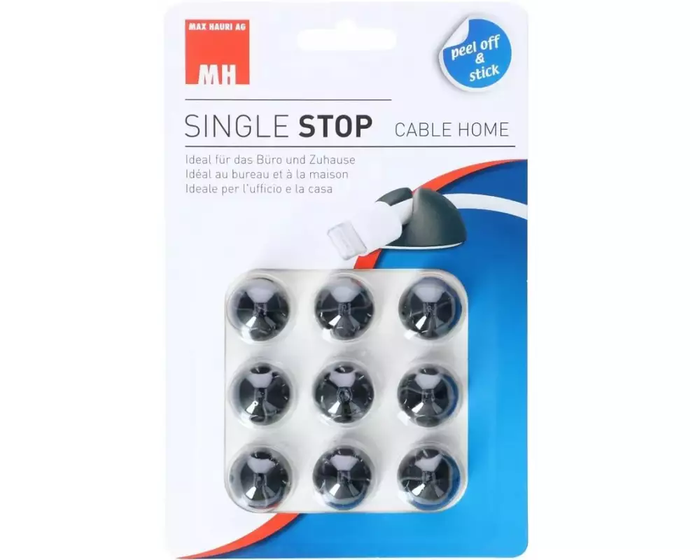 Max Hauri Kabel-Clip Single, 9 Stück, Schwarz