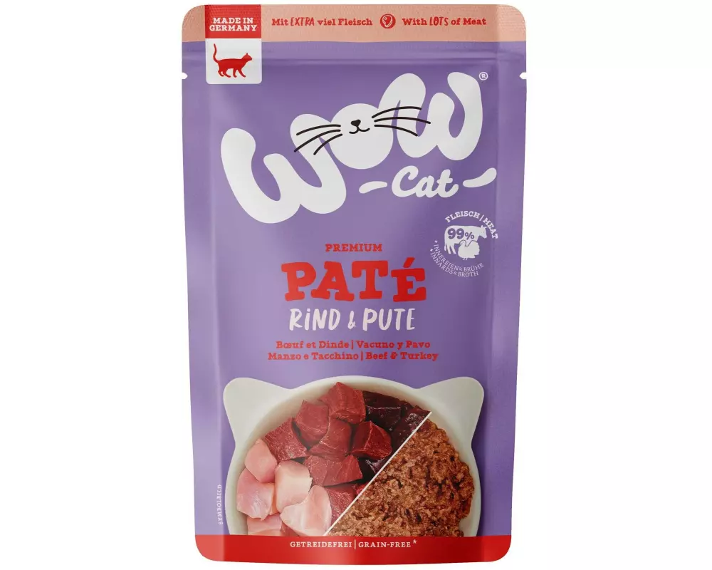 WOW Nassfutter Adult Paté Rind & Truthahn, 125 g