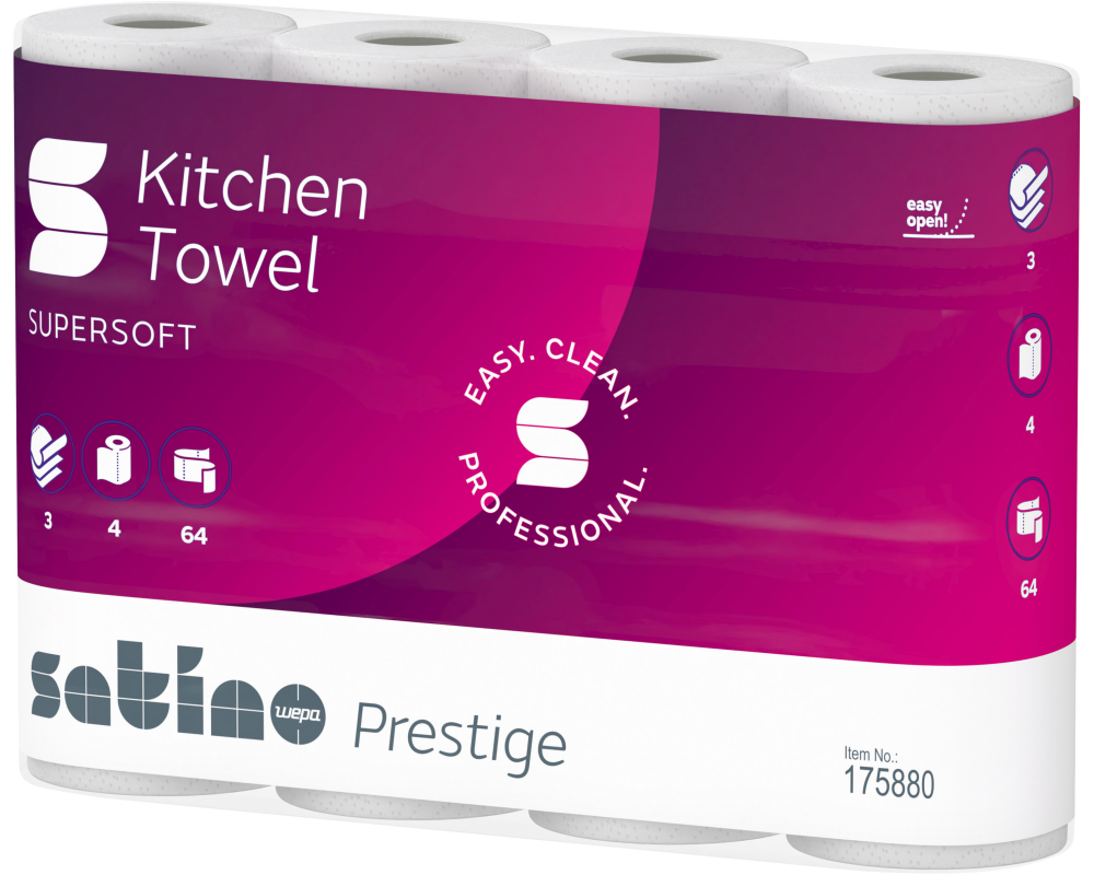 SATINO Haushaltspapier Satino 26x22cm 627885 3-lagig, 4 Rollen / 51 Blatt