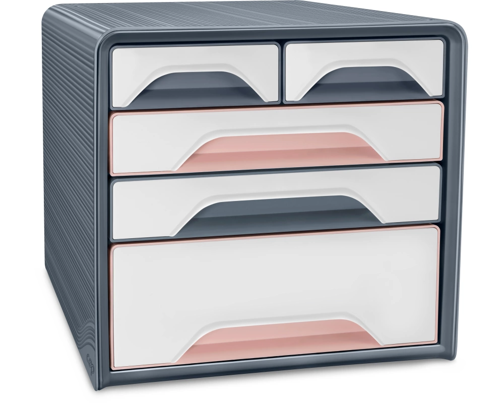 CEP Schubladenbox Smoove Mineral 1072136401 5 Schubladen grau/weiss/rosa