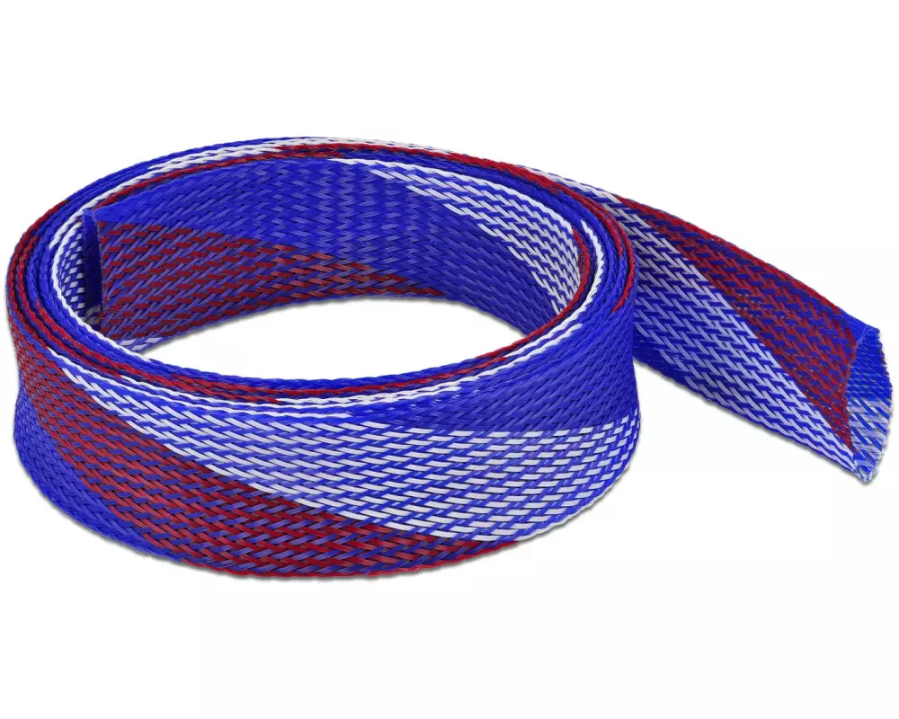 Delock Kabelschlauch dehnbar, 2 m x 38 mm Blau Rot Weiss