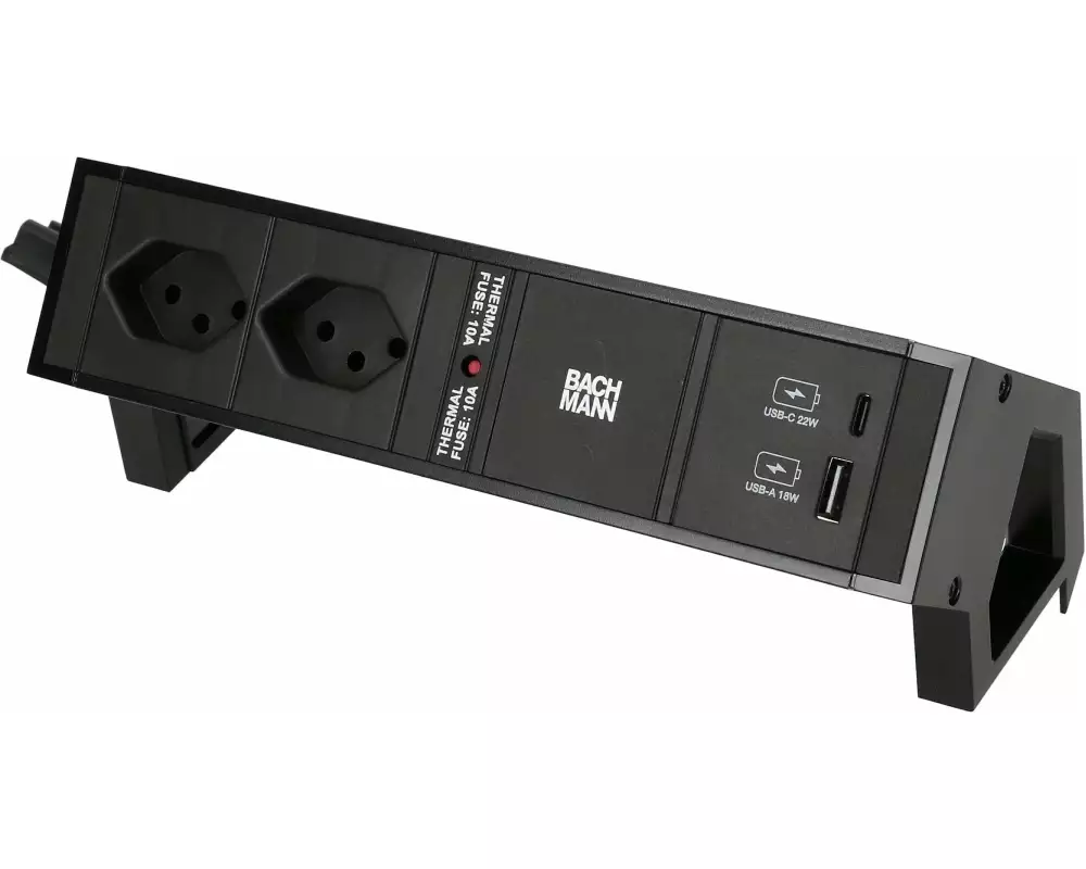 Bachmann Tischsteckdosenleiste DESK 2, 2x T13, 1x USB A/C