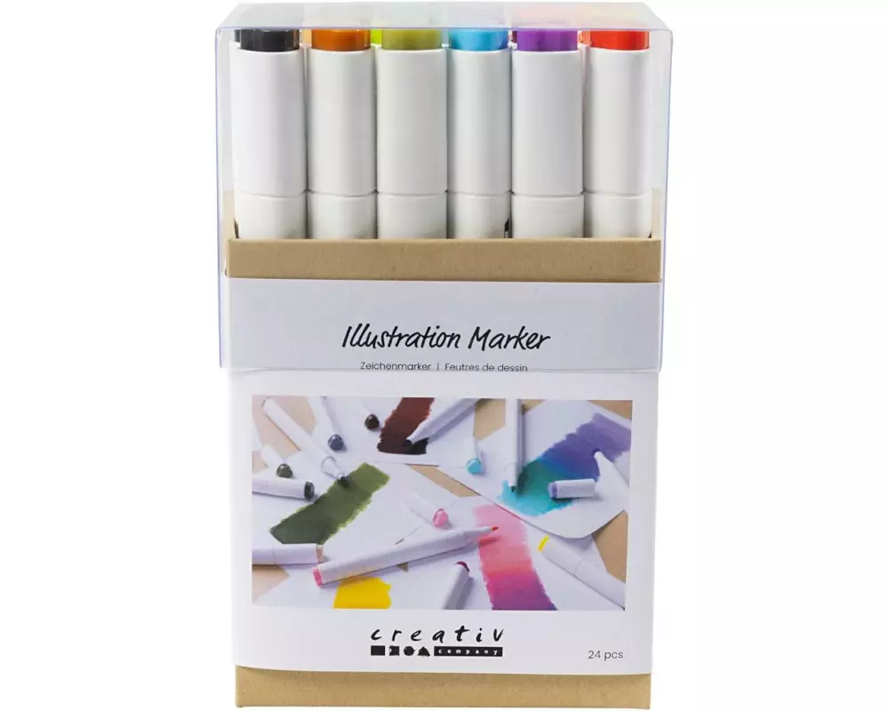 Creativ Company Kalligraphiemarker 1+ 8 mm, 24 Stück, Pastellfarben