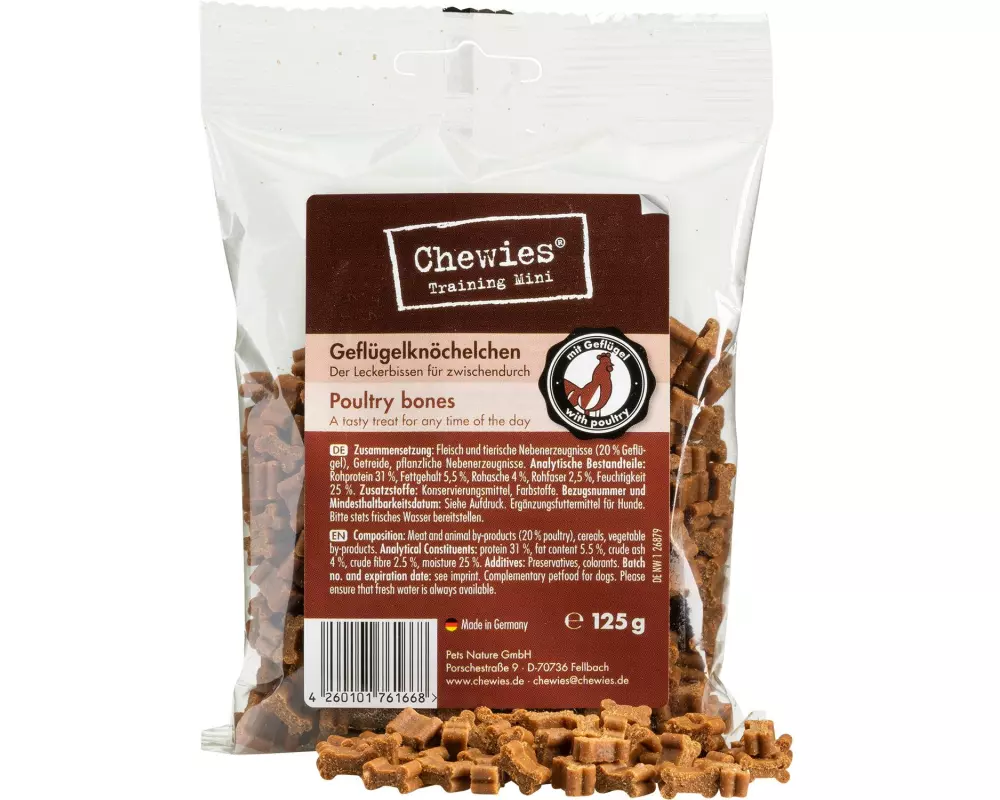 Chewies Leckerli Training Mini Geflügelknöchelchen, 125 g