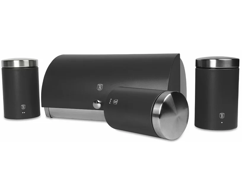 Berlinger Haus 4-teiliges Brotkasten- und Vorratsdosen Set Anthracite Collection